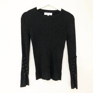 Anthropologie John + Jenn Ribbed Lace Up Sweater